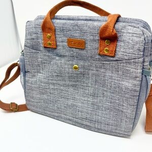 Gray and Brown Insulted Lunch Bag